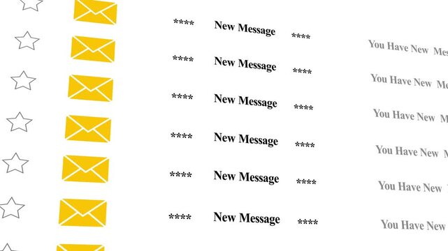 Digital email notification background, with animated envelope, and new message, text alerts inbox communication