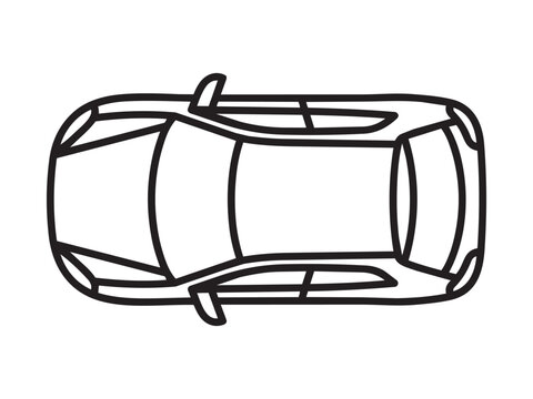 Simple black and white outline showing a generic four door passenger vehicle from above