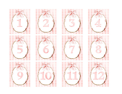 Watercolor Illustration Set of Baby Milestone Cards