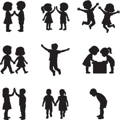 Obraz premium Children silhouettes set in various poses