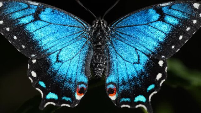 Blue butterfly with intricate wing patterns ideal for sleek commercial backgrounds and title sequences