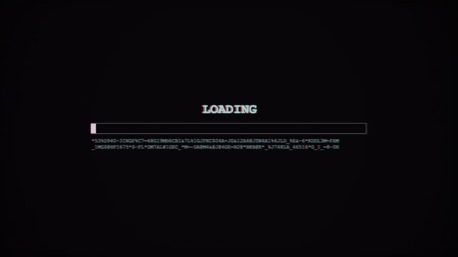 Glitch Loading Bar Animation with Digital Data Stream and Cyberpunk Interface 4k video