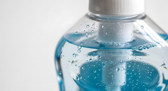 White dishwashing liquid plastic bottle mockup with clear pull push cap front view