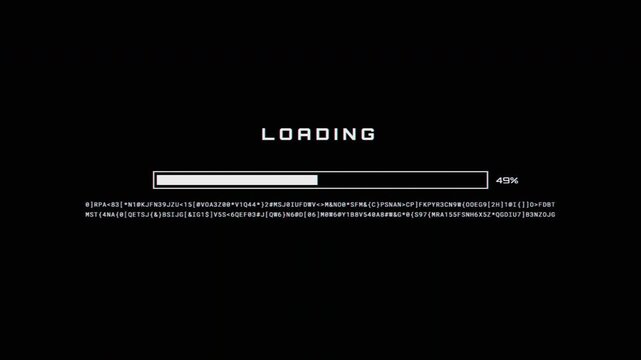 Glitch Loading Bar Animation with Progress Percentage and Digital HUD Data Elements 4k video