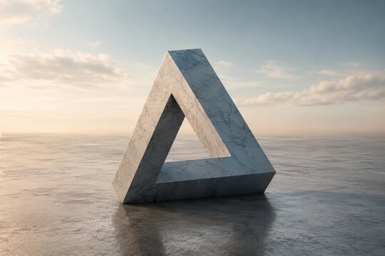 Marble Penrose Triangle in Serene Landscape