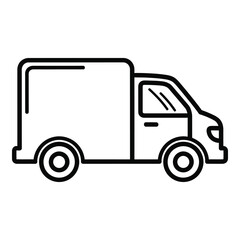 Fototapeta premium Simple line drawing of a delivery truck vehicle side view transport icon