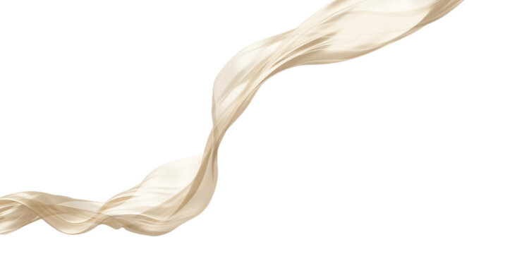 Sheer Champagne gold fabric flowing in the wind isolated on transparent background with copy space design element for fashion, cosmetic branding 3D render