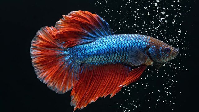 Colorful betta fish with flowing fins highlighting geometric patterns and contemporary art