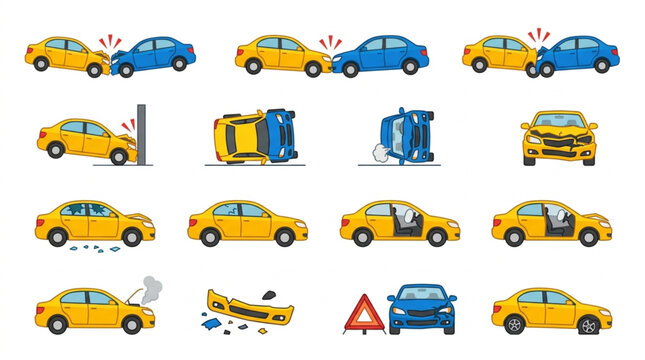 Car Accident Collection Various Damage Scenarios.