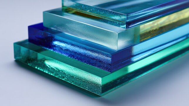 Stacked Colored Glass Sheets Minimalist Hyperreal Composition