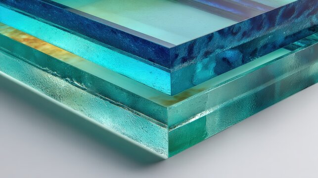 Stacked Colored Glass Sheets Minimalist Hyperreal Composition