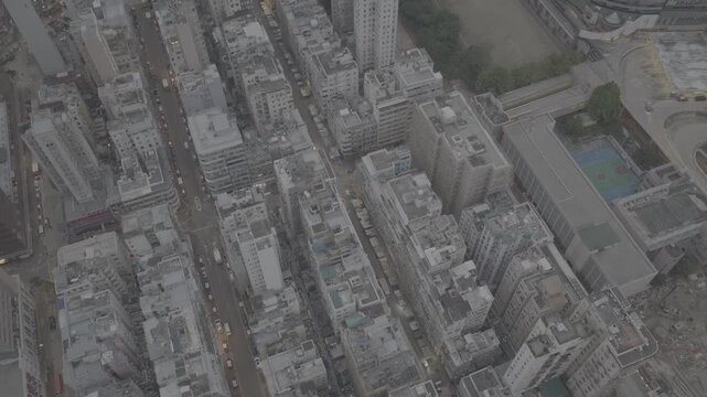 Aerial footage of Mong Kok, Hong Kong in the morning, taken by DJI Mavic 4 Pro (D-Log) 4K60p.
