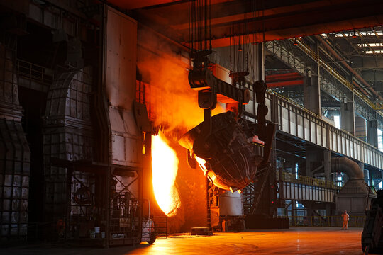 At the blast furnace site of the steel plant, a heavy steel structure factory building