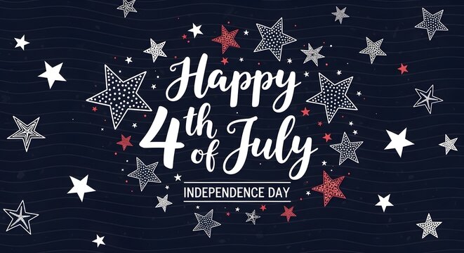 Happy 4th of july independence day greeting card design with stars