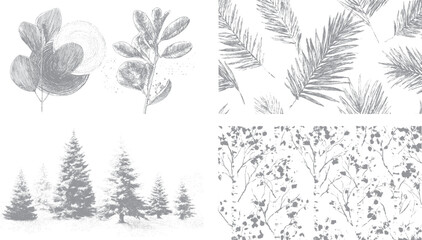  Set Coniferous forest tree silhouettes for landscape design © VECTOR HOUSE