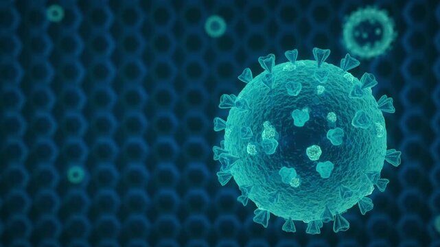 3D virus rendered DNA and bacteria abstract blue glowing fractal science illustration background design with spiral mandala fantasy texture and light glow pattern