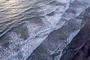 Naklejka premium A stunning aerial drone view of Dapoli Beach along the Konkan coastline in Ratnagiri district, Maharashtra, India.
