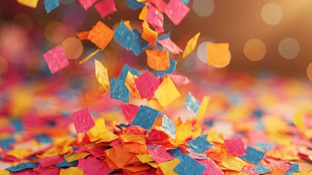 Colorful confetti in midair ideal for creative backgrounds and modern web design