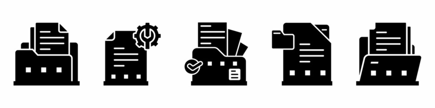 Documented icon vector collection. Set of documented icon vector template designs. Stock vector.