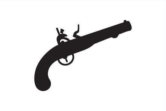 Black Vintage Firearm Icon For Pirate And Western Design