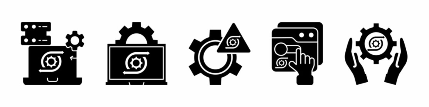 Processing icon vector collection. Set of processing icon vector template designs. Stock vector.