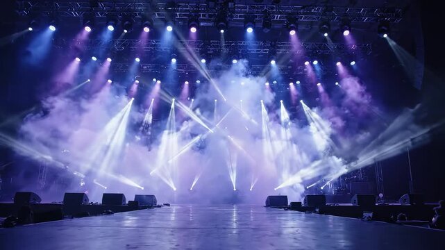 Stage with lights and smoke symbolizing dynamic movement and artistic expression