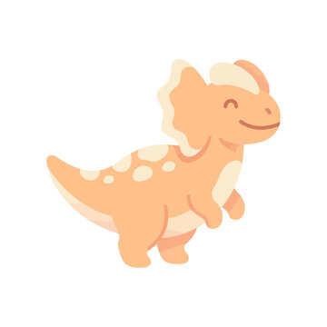 Orange corythosaurus dinosaur character with hollow crest flat vector