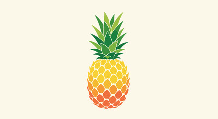 A vibrant pineapple stands tall against a plain background. © ahmad