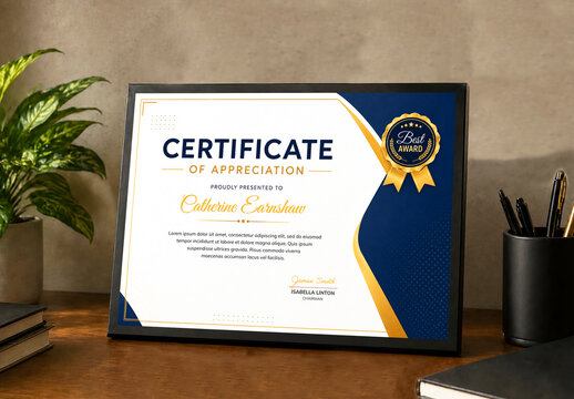 Professional Certificate of Appreciation Mockup