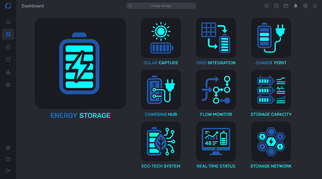 Futuristic Green AI and Renewable Energy Dashboard Icons for Smart Environmental Monitoring