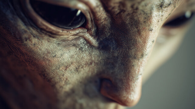 Humanoid Alien Face With Features of Non Human Disclosure Concept