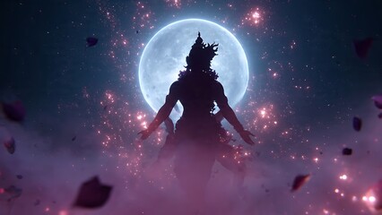 Naklejka premium Silhouette of mystical female figure moonlight.