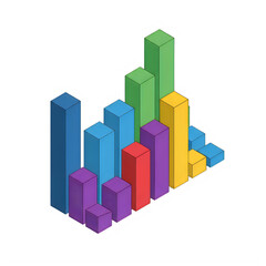 Fototapeta premium Colorful 3d bar chart with gradient bars