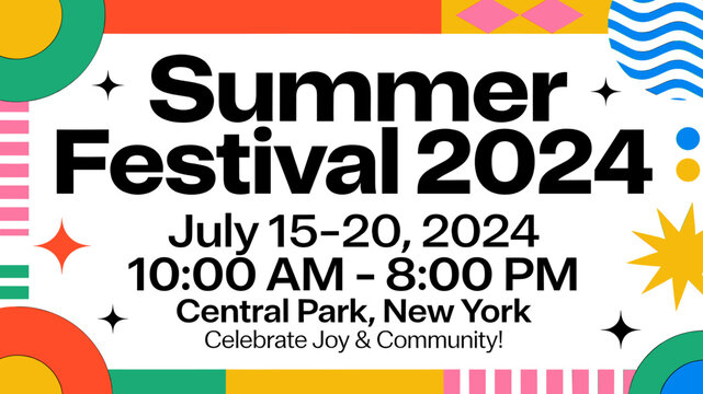 Summer Festival 2024: A Vibrant Celebration of Joy and Community in Central Park, New York, July 15-20, 10 AM - 8 PM.