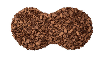 Fototapeta premium Organic wood mulch chips for garden landscaping ground cover and soil protection in backyard site planning.