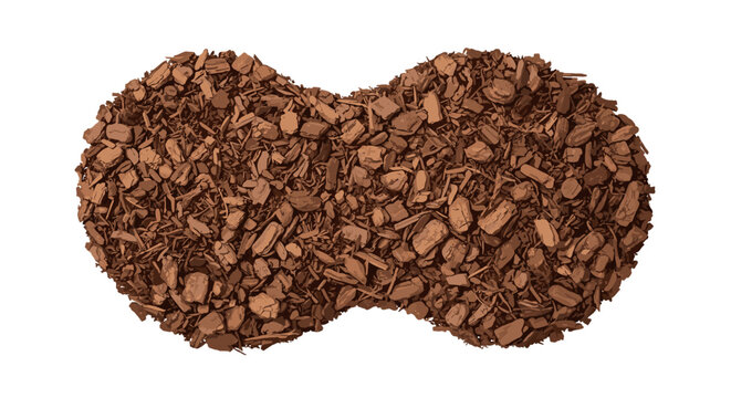 Organic wood mulch chips for garden landscaping ground cover and soil protection in backyard site planning.