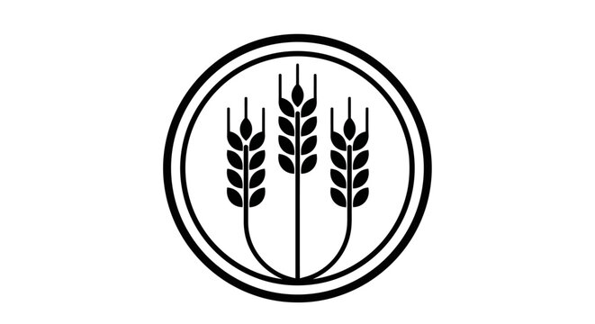 A decorative gold vector illustration of natural wheat ears and cereal grain plants designed as an agriculture food symbol for bread or a pattern decoration
