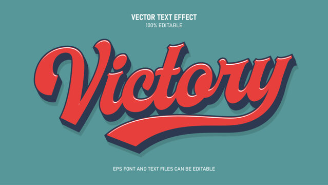 Victory Retro Script Text Effect Editable Vintage Vector Typography
