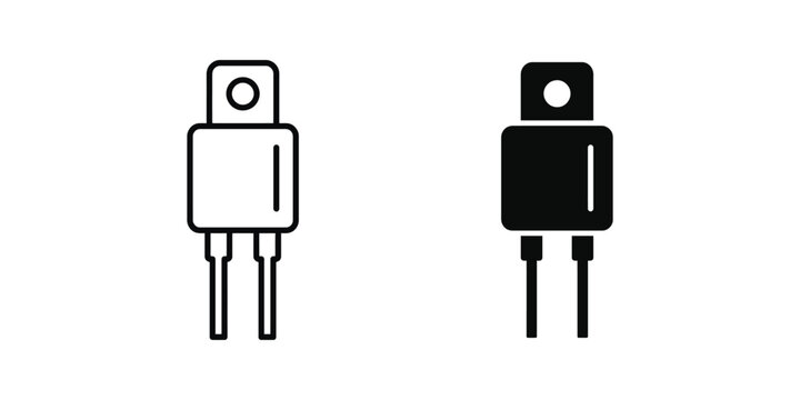 Transistor icon set line and glyph styles