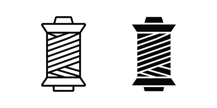 Thread spool icon line and glyph style symbol