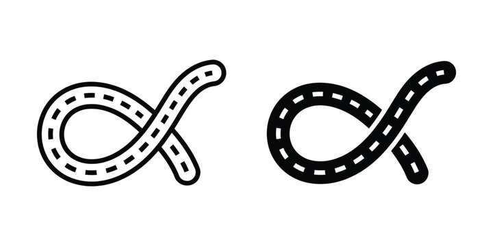 Road infinity symbol icon set