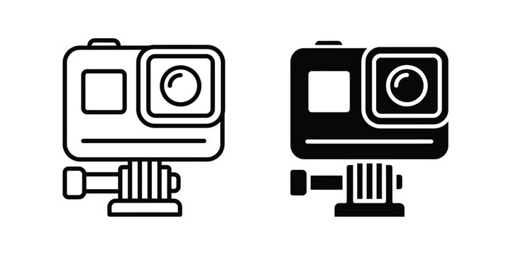 Action camera icon line and glyph vector illustration