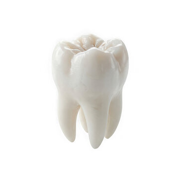3D Render of a Single White Human Tooth Isolated on White Background