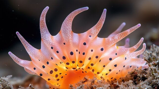 Elegant Nudibranch - Spanish Shawl Sea Slug with Striking Orange and Black Pattern.