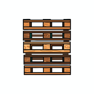 A flat vector illustration of a wooden shipping pallet for logistics and warehousing.