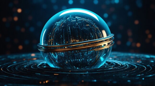 Quantum Computing Abstract Glowing Blue Orb