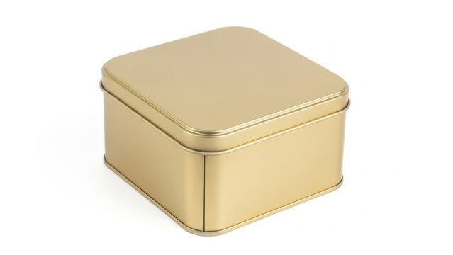 Square tin box isolated on white background
