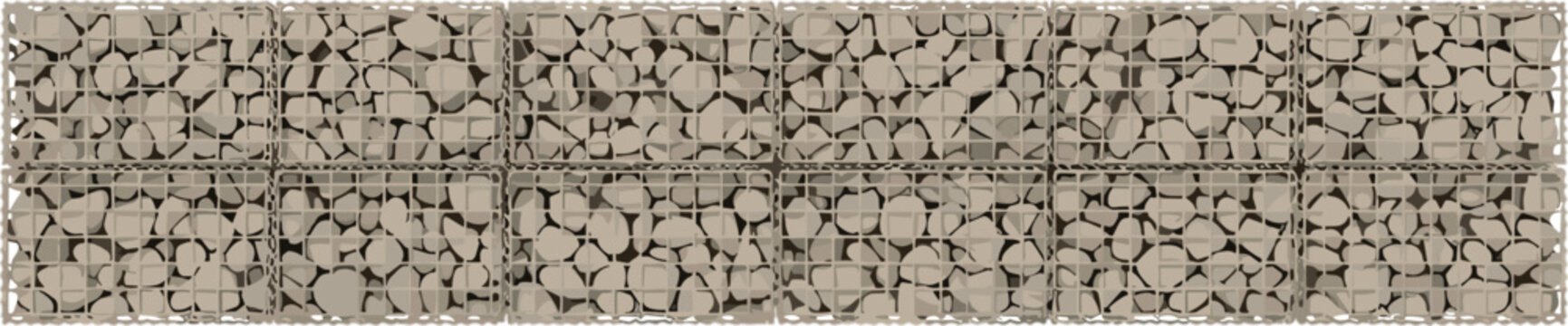 Stone gabion wall texture background with mesh wire basket cage filling with grey rock garden architecture.