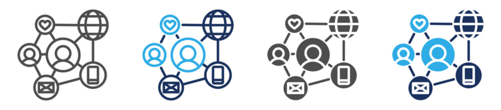 communication and connection icon set multi concept