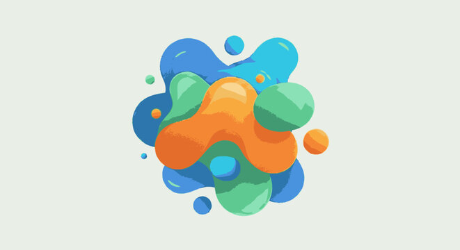 Abstract colorful blob shapes illustration on white background
